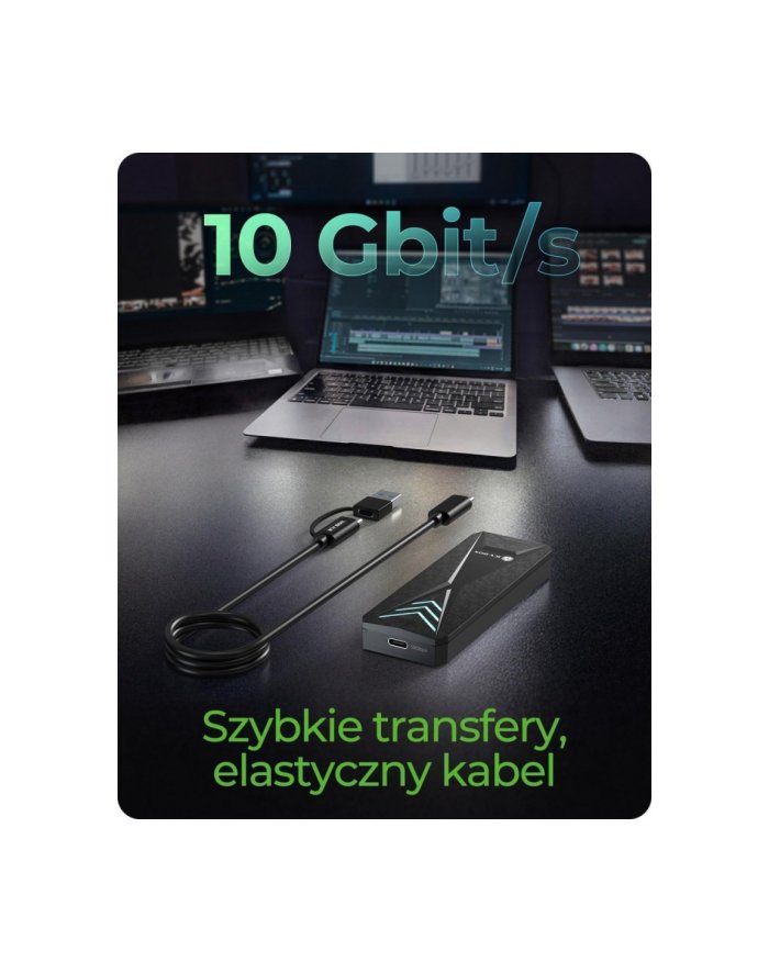 icybox Obudowa dysku IB-1805ML-CU31 NVMe M.2 SSD, RGB oświetlenie