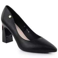 Czółenka - Czółenka damskie na ozdobnym słupku czarne Vinceza 62221 - miniaturka - grafika 1