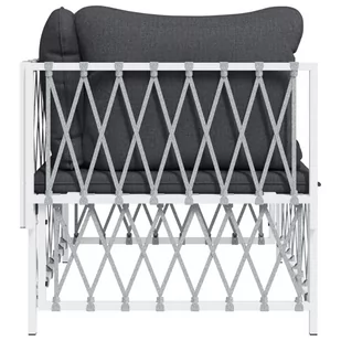 Narożny moduł sofy ogrodowej z poduszkami, biała, plecionka Lumarko! - Sofy ogrodowe - miniaturka - grafika 6