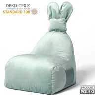 Szafy i szafki dla dzieci - Uszata pufa siedzisko z oparciem Funny Bunny VELVET - Miętowa - miniaturka - grafika 1