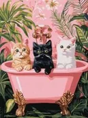 Malowanie po numerach - Malowanie po numerach - Koty w łazience 30x40cm - miniaturka - grafika 1