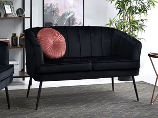 SOFA DWUOSOBOWA BEZ FUNKCJI SPANIA ESTEL CZARNA Z WELURU - Sofy i kanapy - miniaturka - grafika 1