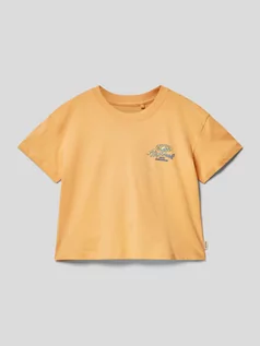 Koszulki dla dziewczynek - T-shirt krótki z nadrukiem z logo z tyłu - grafika 1