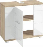 Szafki łazienkowe - Szafka pod umywalkę z wycięciem na syfon 70x62,5x31,5cm Dąb sonoma Biały Rita - miniaturka - grafika 1