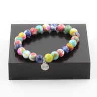 Bransoletki - Bransoletka z jaspisów w kolorze różowym żółtym, pomarańczowym niebieskim i niebieskim - ABIJOUX - Kamienie naturalne - 8mm - miniaturka - grafika 1