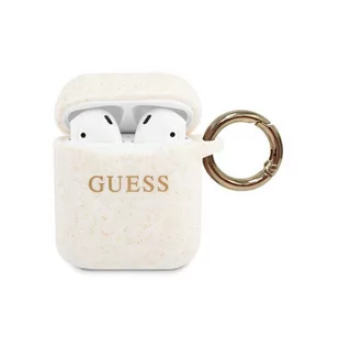 Guess Guess GUACCSILGLWH AirPods cover biały/white Silicone Glitter GUACCSILGLWH - Akcesoria do słuchawek - miniaturka - grafika 1