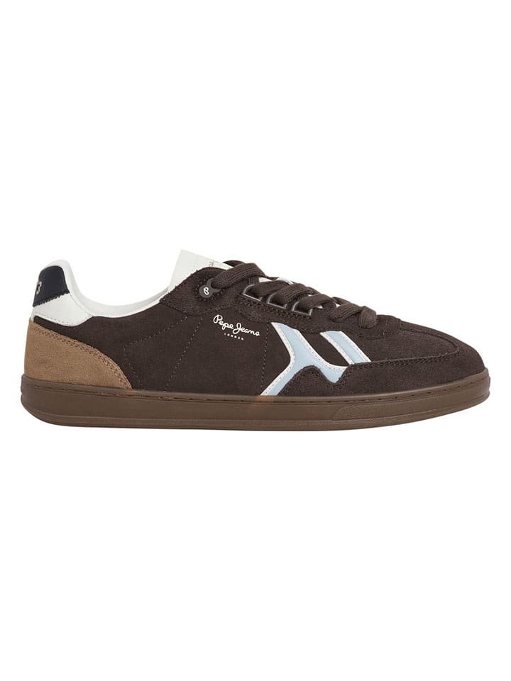 Pepe Jeans FOOTWEAR Skórzane sneakersy w kolorze brązowym