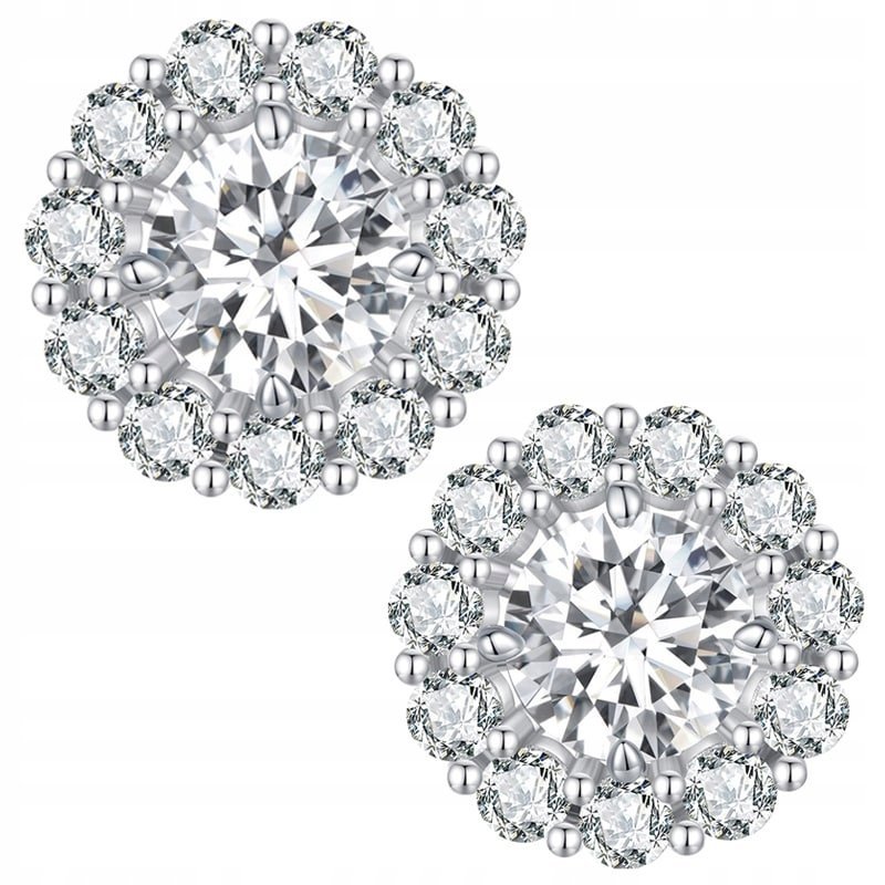 Kolczyki Srebrne Kolczyki Kwiatki Moissanit Srebro 925 Kolczyki Trusky