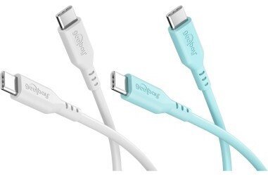 Goobay Zestaw Crystal Lagoon: 2 silikonowe kable USB-C, 1,5 m, biały turkusowy