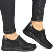 Półbuty damskie - DAMSKIE PÓŁBUTY ZAPINANE NA ZAMEK NA KOTURNIE UNISOFT 9026 CZARNE - miniaturka - grafika 1