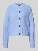 Swetry damskie - Kurtka z dzianiny o kroju regular fit z jednorzędową listwą guzikową model ‘LEA’ - miniaturka - grafika 1