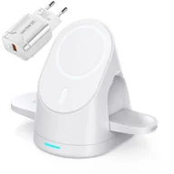 Ładowarki do telefonów - Ładowarka indukcyjna bezprzewodowa do MagSafe iPhone Apple Watch AirPods (Biała) - miniaturka - grafika 1