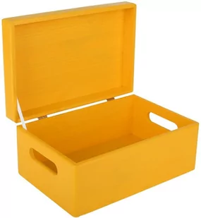 Drewniane pudełko skrzynka z wiekiem i uchwytami, 30x20x14 cm, żółte, do decoupage dokumentów zabawek narzędzi - Pudełka i szkatułki - miniaturka - grafika 1
