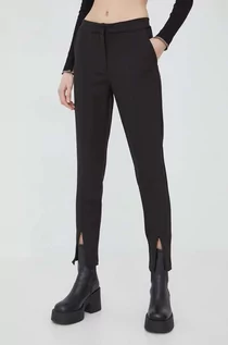 Spodnie damskie - Vila spodnie damskie kolor czarny proste high waist - grafika 1