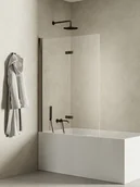 Parawany nawannowe - Parawan wannowy składany 100x140 cm lewy New Soleo P-0141 Gunmetal Brushed - miniaturka - grafika 1