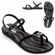 Sandały damskie - Sportowe Sandały Damskie płaskie 37 IPANEMA Czarne sandałki Wygodne gumowe - miniaturka - grafika 1