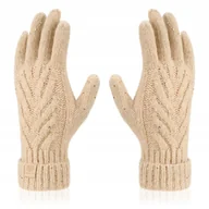 Rękawiczki - Betlewski BEZOWY Rękawiczki damskie WINTER - miniaturka - grafika 1