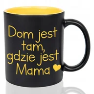 Kubki - Kubek Czarny Wnętrze Żółte DOM JEST TAM GDZIE JEST MAMA Mix Wielu Wzorów - miniaturka - grafika 1