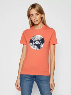 Koszulki i topy damskie - Lee T-Shirt Circle L40TEHNI Pomarańczowy Slim Fit - grafika 1