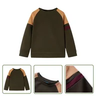 Bluzy dla dziewczynek - Bluza dziecięca - kolor ciemne khaki i camelowy - 128 - Bluza Dla Dziecka - miniaturka - grafika 1