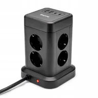 Przedłużacze i rozgałęźniki - Przedłużacz listwa antyprzepięciowa Huslog 1,7 m 8 szt. gniazd czarny - miniaturka - grafika 1