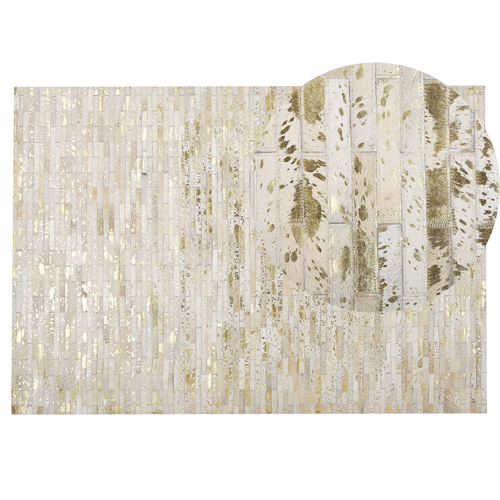 Beliani Dywan patchworkowy skórzany 140 x 200 cm złoto-beżowy TOKUL