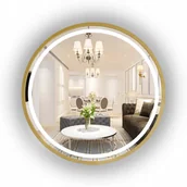 Lustra - LUSTRO LED ZŁOTE W RAMIE fi 80 CM ŁAZIENKOWE PODŚWIETLANE - miniaturka - grafika 1