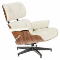 Fotele - D2.Design Fotel Vip z podnóżkiem biały/rosewood/ srebrna baza 217842 - miniaturka - grafika 1