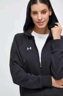 Under Armour bluza damska kolor czarny z kapturem melanżowa - Bluzy damskie - miniaturka - grafika 1