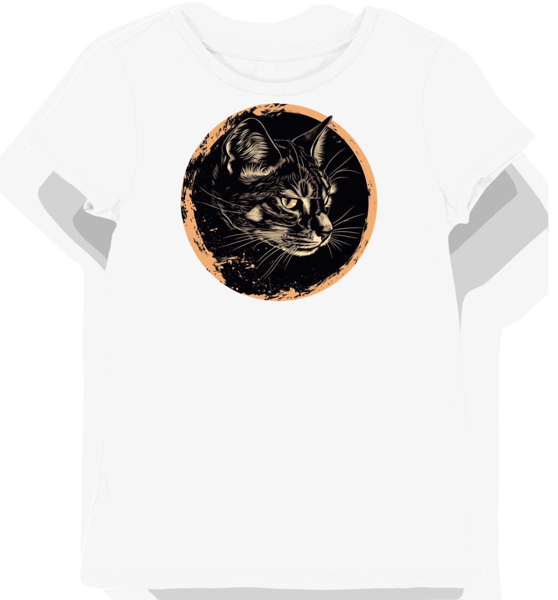 Koszulka damska biała z motywem eleganckiego kota w kremowej poświacie L