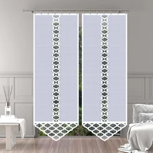 Firanka długi panel żakard biały gotowy 80x230cm G626 - Firany - miniaturka - grafika 1
