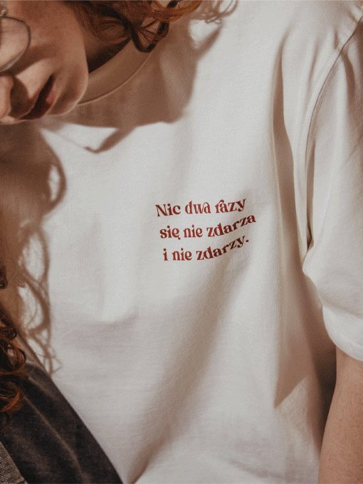 NIC DWA RAZY koszulka oversize unisex M prezent dla mola książkowego