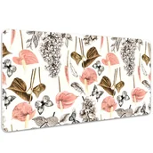 Podkładki na biurko - Ochronna mata na biurko Kwiaty i motyle 100x50 cm, Dywanomat - miniaturka - grafika 1