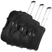 Walizki - Zestaw Toreb Podróżnych Na Kółkach 3w1 Czarny - miniaturka - grafika 1