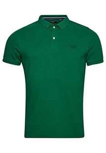 Superdry Męska koszulka polo Classic Pique, Field Green Marl, XL - Koszulki męskie - miniaturka - grafika 1