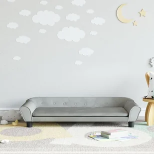 vidaXL Sofa dla dzieci, jasnoszara, 100x50x26 cm, aksamit - Łóżka dla dzieci i młodzieży - miniaturka - grafika 1