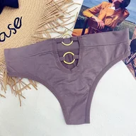 Majtki damskie - Majtki z ozdobnymi kółeczkami - Fioletowy S/M - miniaturka - grafika 1