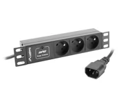 Listwy zasilające - Lanberg Lanberg listwa zasilająca Rack PDU 10 1U 16A 3x 230v Shucko 2m czarna (PDU-03F-0200-BK) - miniaturka - grafika 1