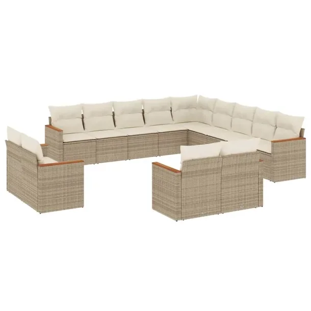 Zestaw mebli ogrodowych modułowych beżowy rattan PE, 62 x 62 x 69 cm
