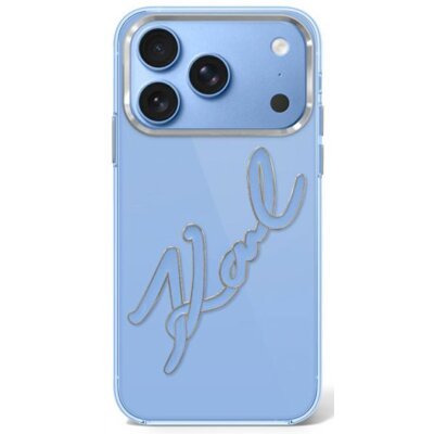 Etui KARL LAGERFELD IML Big Signature Resin Metal Frame do Apple iPhone 17 Pro Max/18 Pro Max Niebieski