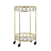 Wózki kuchenne - Beliani Wózek kuchenny złoty z efektem marmuru SHAFTER - miniaturka - grafika 1