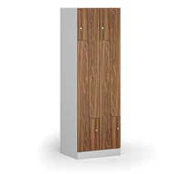 Szafki biurowe - Szafka ubraniowa metalowa Z, 4 szafki, 1850 x 600 x 500 mm, zamek cylindryczny, drzwi laminowane, orzech - miniaturka - grafika 1