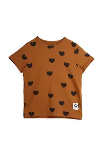 Koszulki dla dziewczynek - Mini Rodini t-shirt dziecięcy kolor brązowy - grafika 1