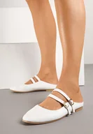 Klapki i japonki damskie - Białe Klapki Balerinki z Dwoma Paseczkami Daviviana - miniaturka - grafika 1