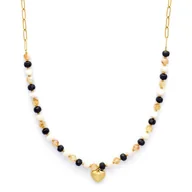 Naszyjniki - Długi naszyjnik Mix kamieni z sercem - miniaturka - grafika 1