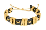 Bransoletki - Bransoletka Czarna Skóra Żółty Sznurek - miniaturka - grafika 1