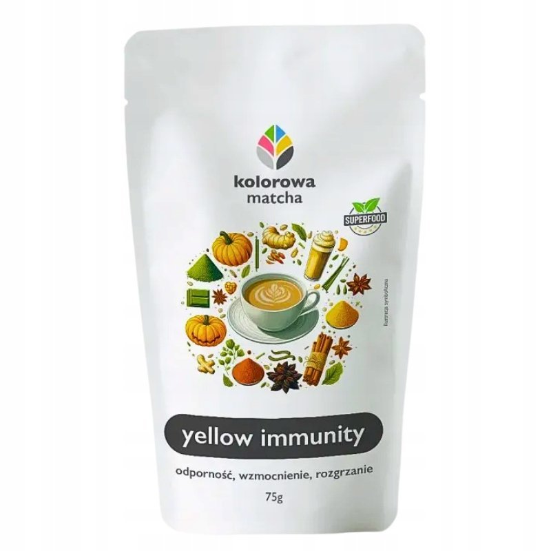 Herbata na odporność z kurkumą imbirem superfoods Kolorowa Matcha 75 g