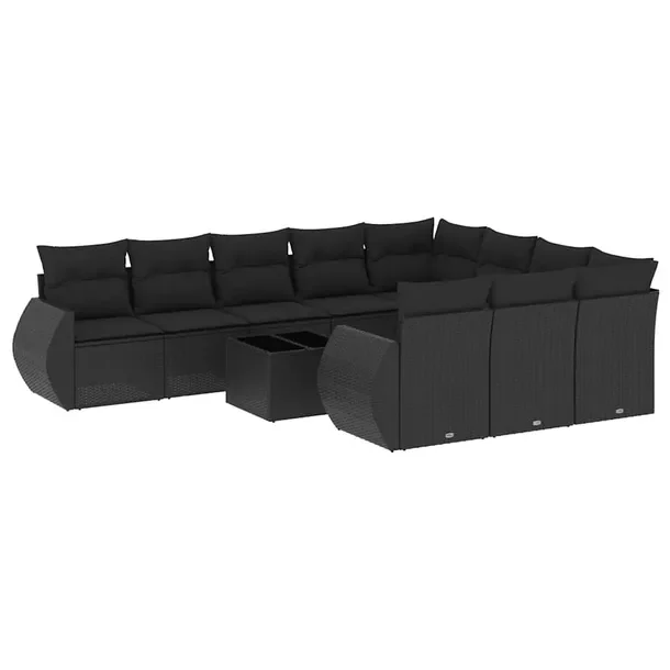 Zestaw mebli ogrodowych z rattanem PE, kolor czarny, wymiary: 70x62x69 cm,