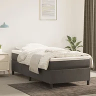 Łóżka - Lumarko Łóżko kontynentalne, ciemnoszare, obite aksamitem, 80x200 cm - miniaturka - grafika 1