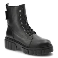 Botki damskie - Czarne Botki Karino Skórzane Eleganckie Buty Damskie - miniaturka - grafika 1